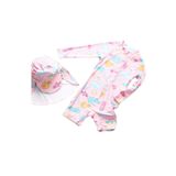 Upf50+ Kız Çocuk Pembe Hizli Kuruyan Kolay Giyilen Fermuarli Tulum Mayo Sapka Set pembe 2-3 Yaş