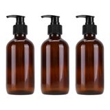 UPKOCH 3'lü Paket Boş Amber Cam Şişeler 250 ml Doldurulabilir Cam Pompa Şişeleri Saç Kremi, Losyon, Krem ve Kozmetik için