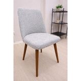 Upmall A Kalite Mutfak Sandalye Kılıfı Büyük Oval Jakarlı Yıkanabilir Streç Lastikli Sandalye Örtüsü 1 Adet - 46 x 57 cm - Taş - Gri