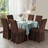 Upmall Brürümcük Etekli Sandalye Kılıfı, Lastikli,esnekli Sandalye Örtüsü 6li - 35 x 45 cm - Kahve