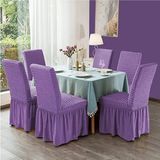 Upmall Brürümcük Etekli Sandalye Kılıfı, Lastikli,esnekli Sandalye Örtüsü 6li - 35 x 45 cm - Lila