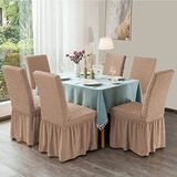 Upmall Brürümcük Etekli Sandalye Kılıfı, Lastikli,esnekli Sandalye Örtüsü 6li - 35 x 45 cm - Taş Rengi