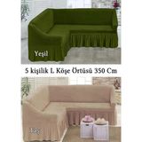 Upmall Bürümcük 5 Kişilik Köşe Koltuk, Kanepe Örtüsü, Koltuk Kılıfı, Lastikli, Etekli, L Köşe 350 Cm