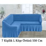 Upmall Bürümcük 7 Kişilik Köşe Koltuk, Kanepe Örtüsü, Koltuk Kılıfı, Lastikli, Etekli, L Köşe 550 cm - 400 x 550 cm - Turkuaz