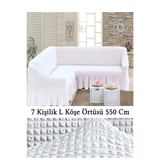 Upmall Bürümcük 7 Kişilik Köşe Koltuk, Kanepe Örtüsü, Koltuk Kılıfı, Lastikli, Etekli, L Köşe 550 Cm