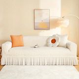 Upmall Bürümcük Lastikli Kanepe Örtüsü Likralı Koltuk Örtüsü Tek 3lü - 180 x 230 cm - Krem