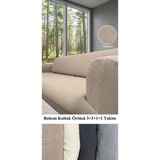 Upmall En Yeni Bohem Desen Kanepe Örtüsü | Lastikli Koltuk Örtüsü |çekyat Örtüsü| Koltuk Kılıfı 3311 Takım - 180 x 230 cm - Vizon