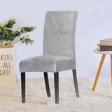 Upmall Ipek Kadife Sandalye Kılıfı Sandalye Örtüsü Lastikli Standart 6 Adet - 35 x 45 cm - Gri