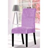 Upmall Ipek Kadife Sandalye Kılıfı Sandalye Örtüsü Lastikli Standart 6 Adet - 35 x 45 cm - Lila
