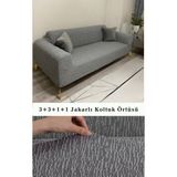 Upmall Jakarlı Koltuk Örtüsü , Kanepe Örtüsü ,Chester Örtüsü Koltuk Kılıfı 3 Kişilik Bir Adet - 180 x 230 cm - Gri