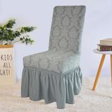 Upmall Jakarli Şal Desen Etekli Sandalye Örtüsü, Yüksek Kaliteli, Yıkanabilir, Esnekli, Lastikli 6 Adet - 35 x 50 cm - Gri