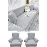 Upmall Jakarlı Tuğla Desen 3311 Koltuk Örtüsü Çekyat Kanepe Kılıfı Lastikli Kayma Yapmayan - Açık Gri - 180 x 230 cm