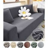 Upmall Jakarlı Tuğla Desen Koltuk Örtüsü Çekyat Kanepe Kılıfı Lastikli Kayma Yapmayan 3 Kişilik - Antrasit - 180 x 230 cm