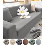 Upmall Jakarlı Tuğla Desen Koltuk Örtüsü Çekyat Kanepe Kılıfı Lastikli Kayma Yapmayan 3 Kişilik - Gri - 180 x 230 cm