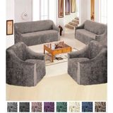 Upmall Kadife 3+3+1+1 Lastikli Kanepe Örtüsü | Lastikli Koltuk Örtüsü | Koltuk Kılıfı - 180 x 230 cm - Vizon