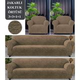 Upmall Koltuk Örtüsü 3+3+1+1 Takımı Lastikli Esnek Yıkanabilir Çekyat Kanepe Kılıfı - Kahve - 180 x 230 cm