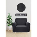 Upmall Streç Lastikli Esnek Yikanabilir Kare Desen Berjer Bir Kişilik Koltuk Örtüsü Koltuk Kılıfı (Bir Adet) - 75 x 115 cm - Antrasit