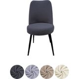 Upmall Yıkanabilir Streç Lastikli Likralı Oval Sandalye Kılıfı - Yuvarlak Sandalye Örtüsü 6 Adet - 35 x 45 cm - Antrasit