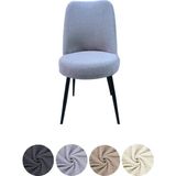 Upmall Yıkanabilir Streç Lastikli Likralı Oval Sandalye Kılıfı - Yuvarlak Sandalye Örtüsü 6 Adet - 35 x 45 cm - Gri