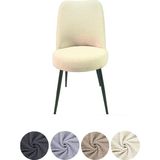 Upmall Yıkanabilir Streç Lastikli Likralı Oval Sandalye Kılıfı - Yuvarlak Sandalye Örtüsü 6 Adet - 35 x 45 cm - Krem