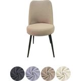 Upmall Yıkanabilir Streç Lastikli Likralı Oval Sandalye Kılıfı - Yuvarlak Sandalye Örtüsü 6 Adet - 35 x 45 cm - Vizon