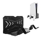 UPOK PS5 için Duvar Montajı, Playstation 5 (Disk ve Dijital) için Güncellenmiş Görünmez Montaj Sistemi ve Kontrolör ve Sağlam Metal Duvara Montaj Kiti 2 Çıkarılabilir Kumanda Tutucu Aksesuarı ile