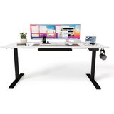 Uprise Comfort Çift Motorlu Yükseklik Ayarlı Masa (72–121 Cm) (Siyah Ayak/lake Beyaz Tabla, 140X70 Cm)