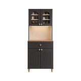 Upstyle Barista LED Aydınlatmalı Kahve Köşesi Dolabı Retro Büfe 195CM Mdf Antrasit