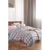 Upstyle Battaniye Pamuklu Çift Kişilik Warm Soft Gri-Kırmızı