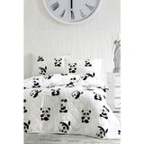 Upstyle Çift Kişilik Kapitone Yatak Örtüsü Seti Panda Deseni - Beyaz - 200 x 220 cm