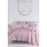 Upstyle Kapitone Yatak Örtüsü Seti Çift Kişilik Solid Pudra-Gri - Pudra - Gri - 200 x 220 cm