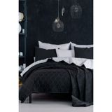 Upstyle Kapitone Yatak Örtüsü Seti Çift Kişilik Solid Siyah-Gri - 200 x 220 cm