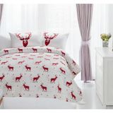 Upstyle Kapitone Yatak Örtüsü Seti Tek Kişilik Geyik Bordo - 160 x 220 cm