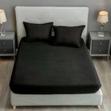 Upstyle Lastikli Çarşaf + Yastık Kılıfı Tek Kişilik Basic Siyah