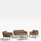 Upstyle Lido Bahçe & Balkon Oturma Takımı | Metal Karkas, 2+2 Koltuk, Cappucino Kahve - Cappucino - Kahve