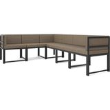 Upstyle Luno 6'lı L Köşe Koltuk Takımı | Keten, Metal Karkas, Yataklı, Sağ-Sol Modüler | Kahve - Kahverengi