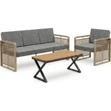 Upstyle Maris Bahçe Balkon Oturma Takımı | Metal Karkas, 3+1 Koltuk, Cappucino Gri - Cappucino - Gri