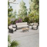 UPSTYLE Maris Bahçe Balkon Oturma Takımı | Metal Karkas, 3+1+1 Koltuk, Antrasit Bej