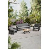 UPSTYLE Maris Bahçe Balkon Oturma Takımı | Metal Karkas, 3+1+1 Koltuk, Teak Masa