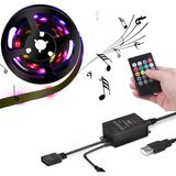 Upway 5V USB 100CM Rgb Şerit LED 3 Çipli SMD5050-30LED Ses Sensörlü Kumandalı - 1 m - Renkli