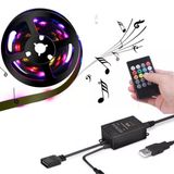 Upway 5V Usb 100Cm Rgb Şerit Led 3 Çipli Smd5050-30Led Ses Sensörlü Kumandalı Vitrin