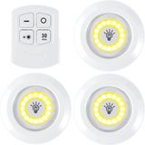 Upway Kumandalı Dolap Tezgah Üstü Parlaklık Ayarlanabilir Cob LED Gece Lambası-3’lü Paket - Beyaz