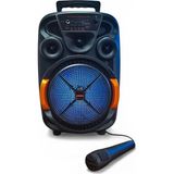 Upway LED Işıklı Mikrofonlu Şarjlı Bluetooth Hoparlör – 10W Tf USB Aux Tws 8 Inç Bass Woofer - Siyah