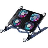 Upway Upway 3600RPM 4 Turbo Fanlı 7 Kademe Yükseklik Ayarlı LED Işıklı Soğutuculu Katlanabilir Dizüstü Laptop Standı - Siyah