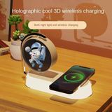Ural Teknik K01 Hızlı Kablosuz Şarj Cihazı Led Gece Lambası 3D Holografik Ekran Fan Ev Ofis Cafe Lobby
