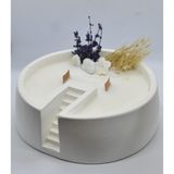 Urania Candle Urania | Soya Mum | Doğal Lavanta -Sandal Ağacı- Tarçın- Amber- Kahve Kokusu |%100 Doğal Soya Mum | Merdivenli Beyaz Beton Saksı | Vegann | Dekoratif Mum| Aromaterapi Mum
