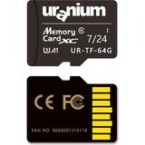 Uranium 64 GB Uranıum URTF64G Mıcro Sd Card U3 7/24 Surveıllance 100/40MBS Industrıal Hafıza Kartı (3 Yıl Ga