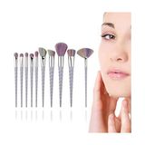 Uravas Store 10 Lu Unicorn Makyaj Fırça Set Gökkuşağı Kıl Spiral Saplı Karıştırma Toz Göz Farı Makyaj