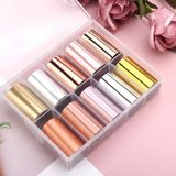 Uravas Store 10LU Tırnak Süsleme Folyosu Parlak Gold Bronz Silver Nail Art Transfer Folyo WNF-08B