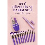 Uravas Store 12’li Makyaj Fırça Seti Kaş Düzeltme Cihazı ve Tırnak Bakım Seti 3’lü Kadın Güzellik ve Kişisel Bakım Seti - Lisinya